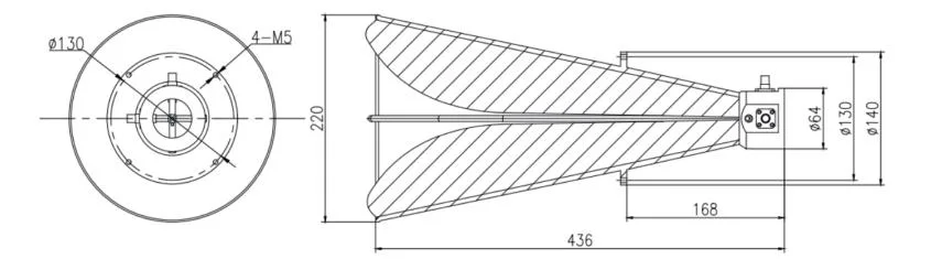 Horizontal and Vertical Cross Polarization Conical Horn Antenna